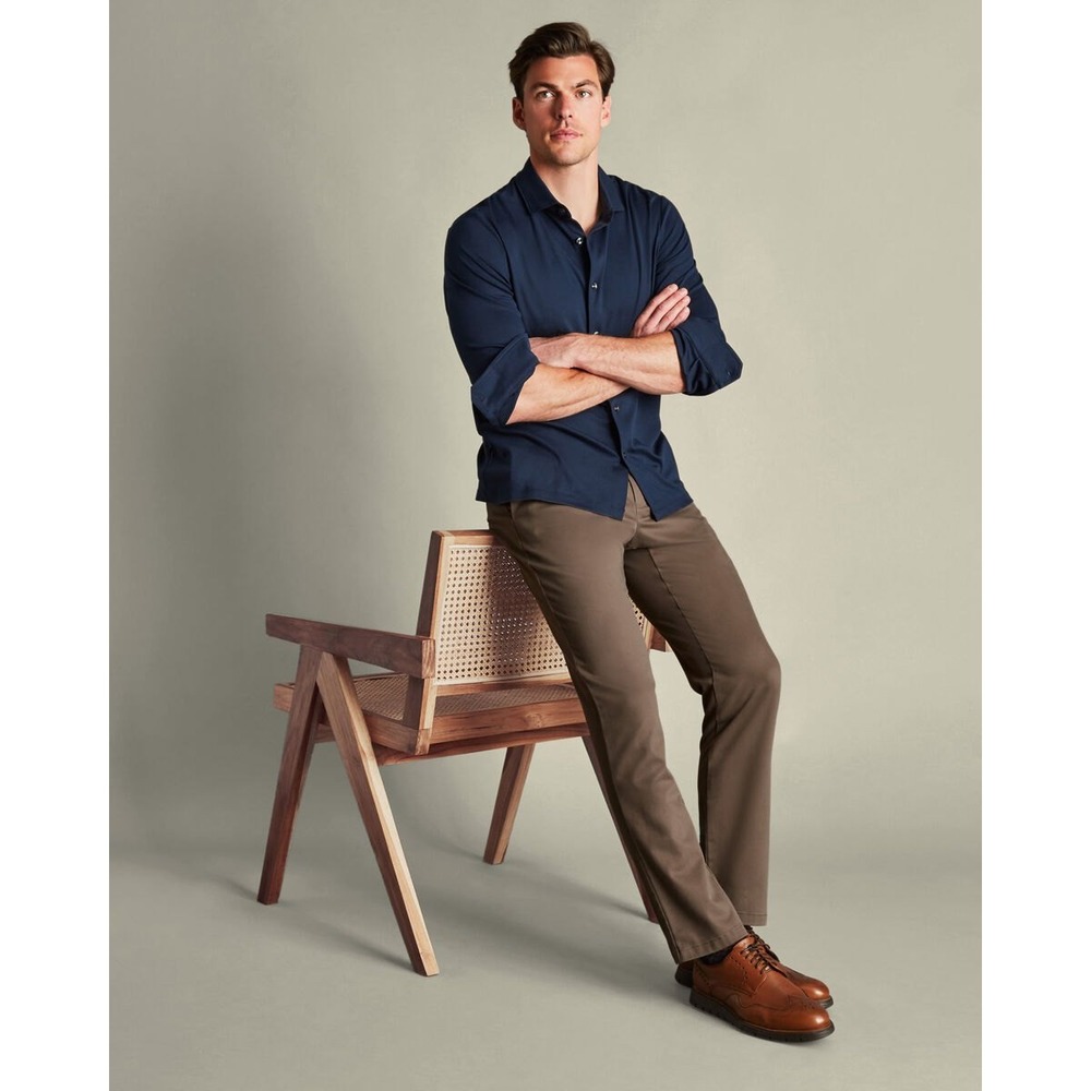Charles Tyrwhitt‎ Mocha Brown Ultimate Non-Iron Chino Classic Fit 42W 30L NEW